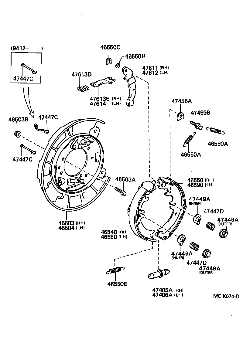 TOYOTA 46550-50010 - Комплект тормозов, ручник, парковка unicars.by