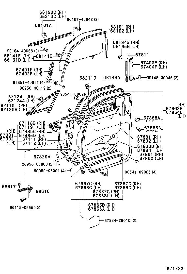 TOYOTA 6810195D01 - Боковое стекло unicars.by