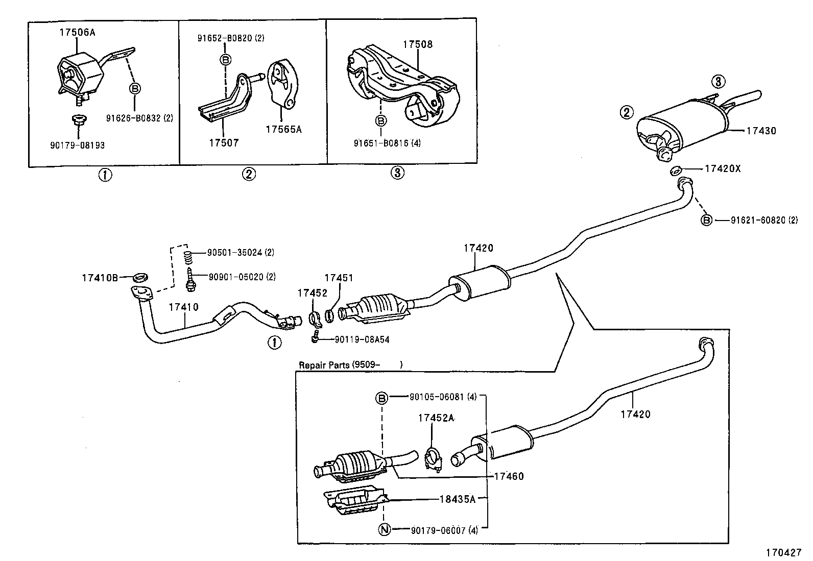 LEXUS 1750816080 - SUPPORT SUB-ASSY, EXHAUST PIPE, NO.3 unicars.by