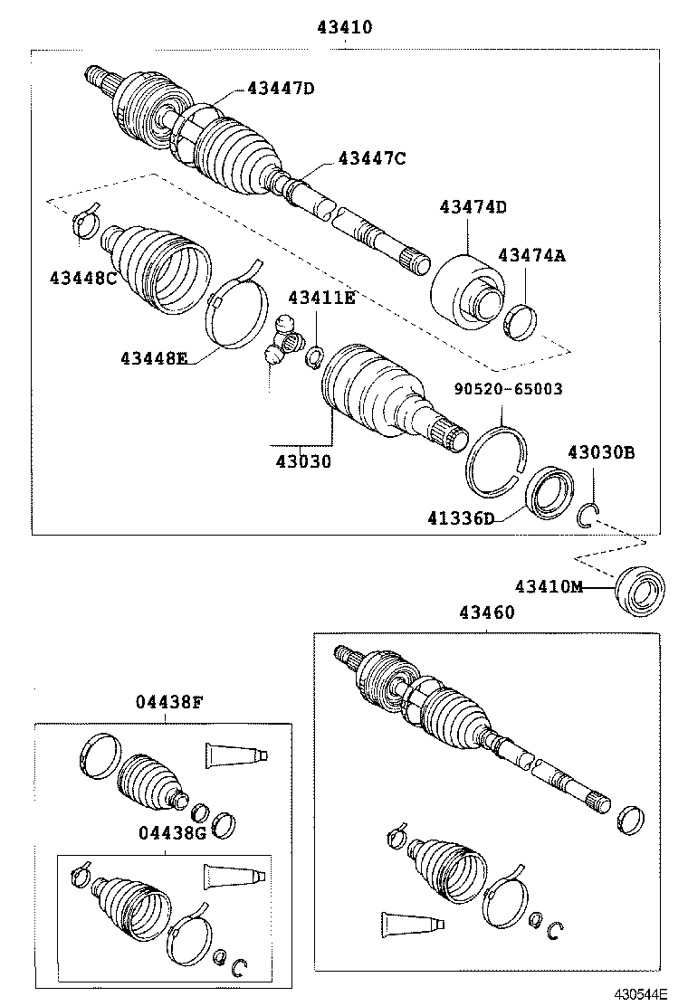 TOYOTA 43460-59015 - Шарнирный комплект, ШРУС, приводной вал unicars.by