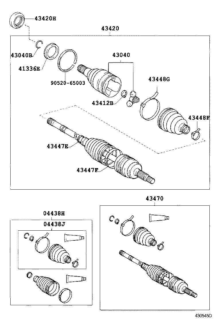 TOYOTA 43470-59015 - Шарнирный комплект, ШРУС, приводной вал unicars.by