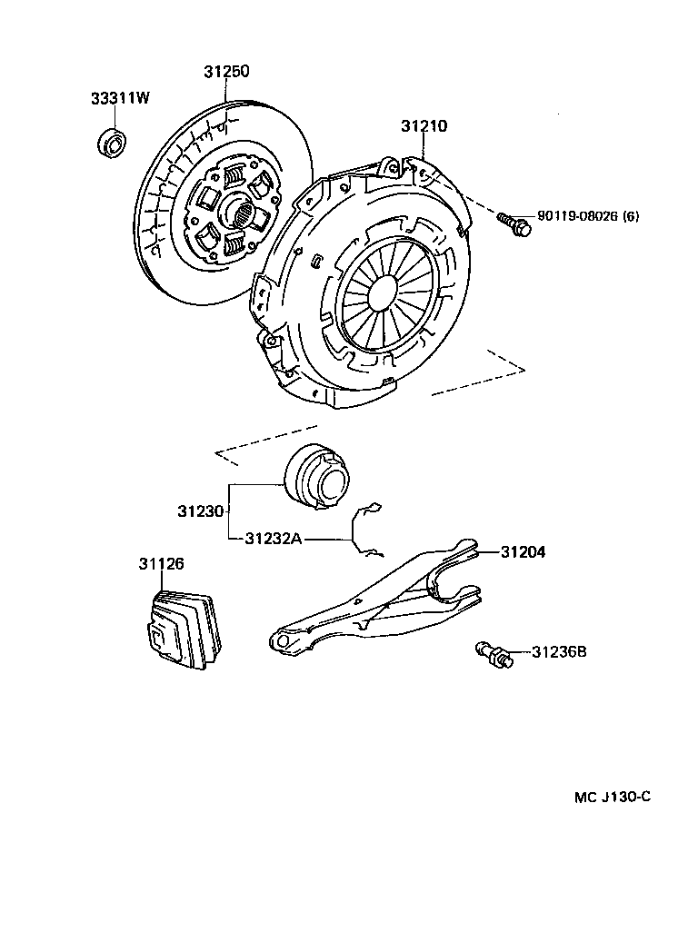 TOYOTA 31230-35090 - Выжимной подшипник сцепления unicars.by