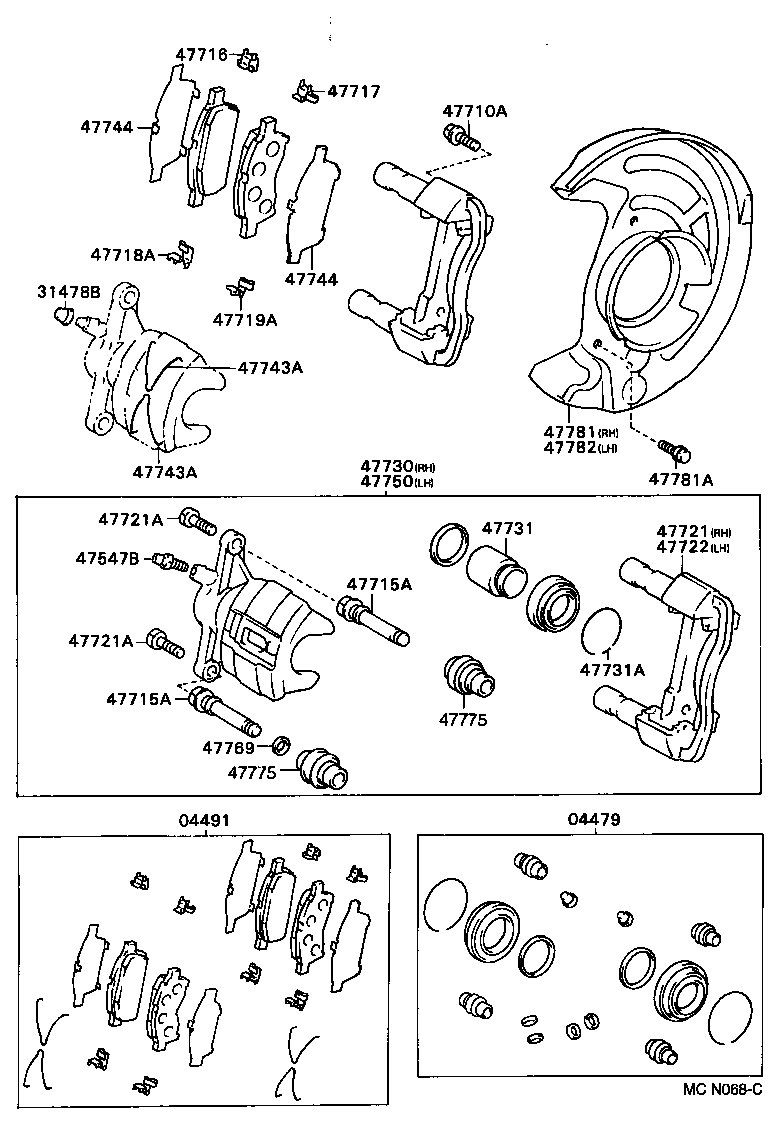 TOYOTA 04479 20170 - Ремкомплект, тормозной суппорт unicars.by