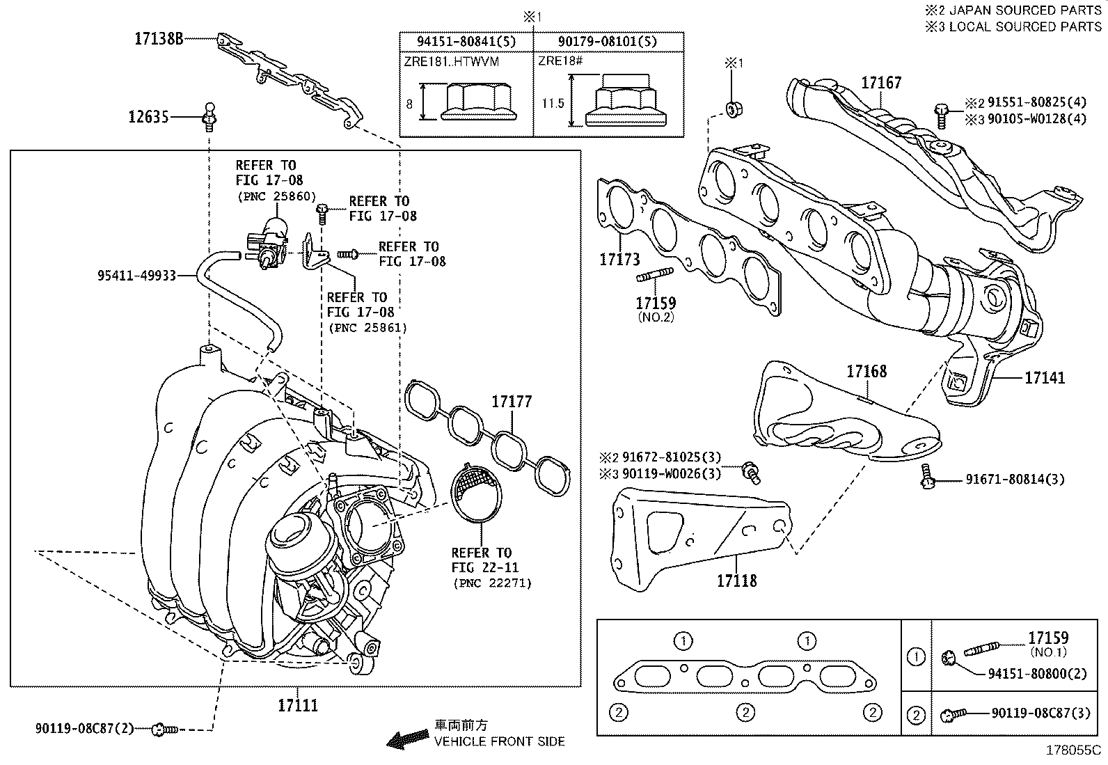 TOYOTA 17177-0T030 - Прокладка, впускной коллектор unicars.by