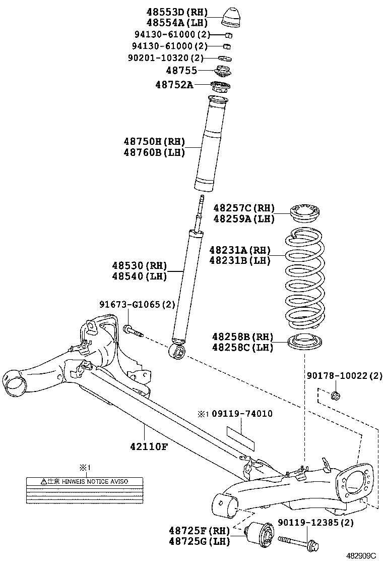 TOYOTA 48755-52010 - Опора стойки амортизатора, подушка unicars.by