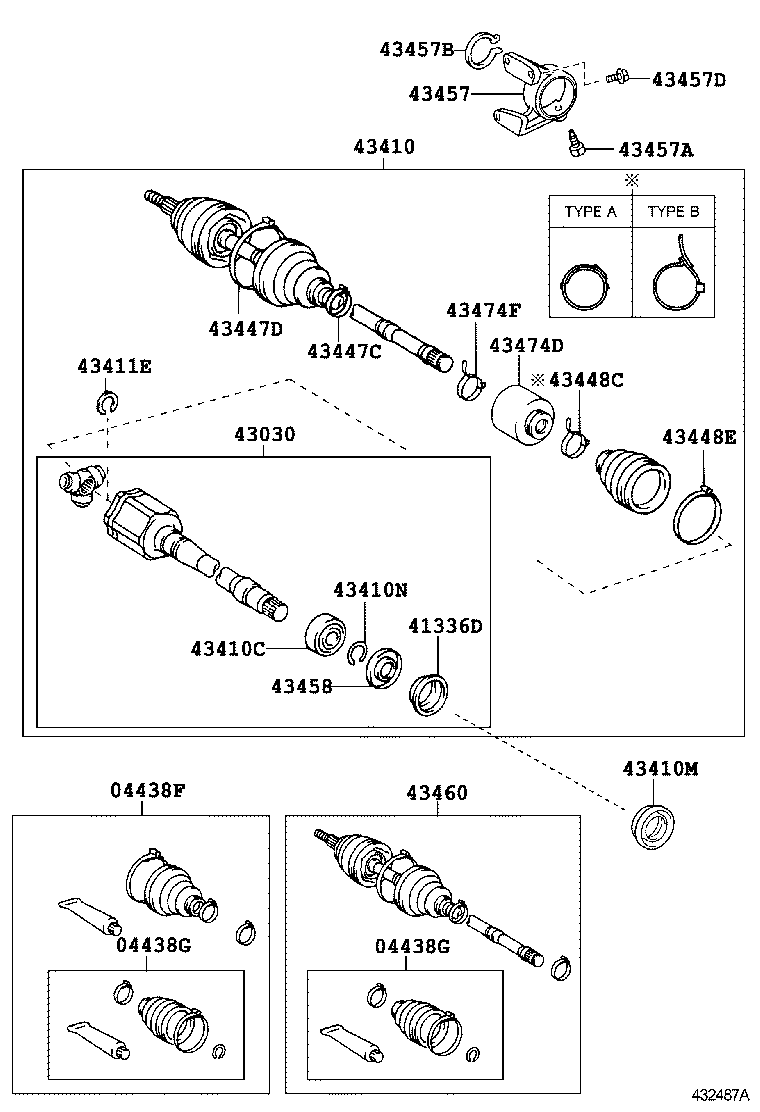 TOYOTA 43470-39545 - Шарнирный комплект, ШРУС, приводной вал unicars.by