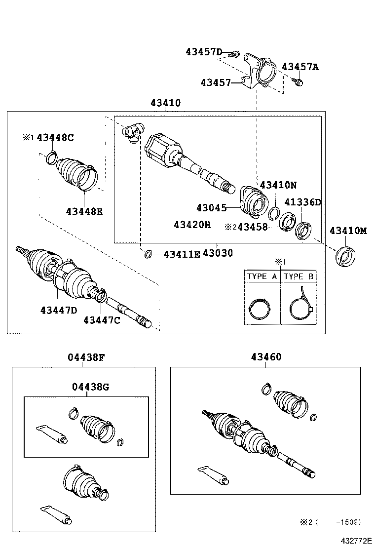 TOYOTA 4303044021 - Шарнирный комплект, ШРУС, приводной вал unicars.by