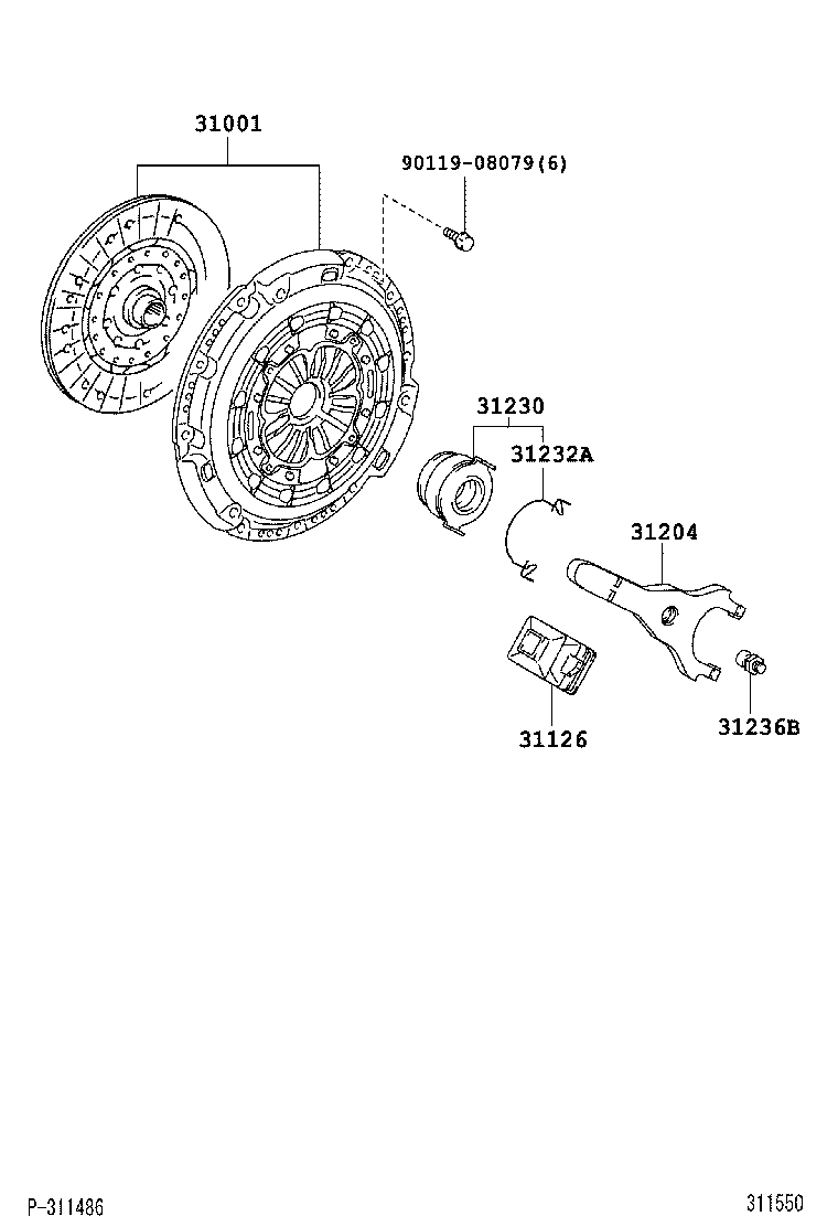 TOYOTA 31001-0W050 - Комплект сцепления unicars.by