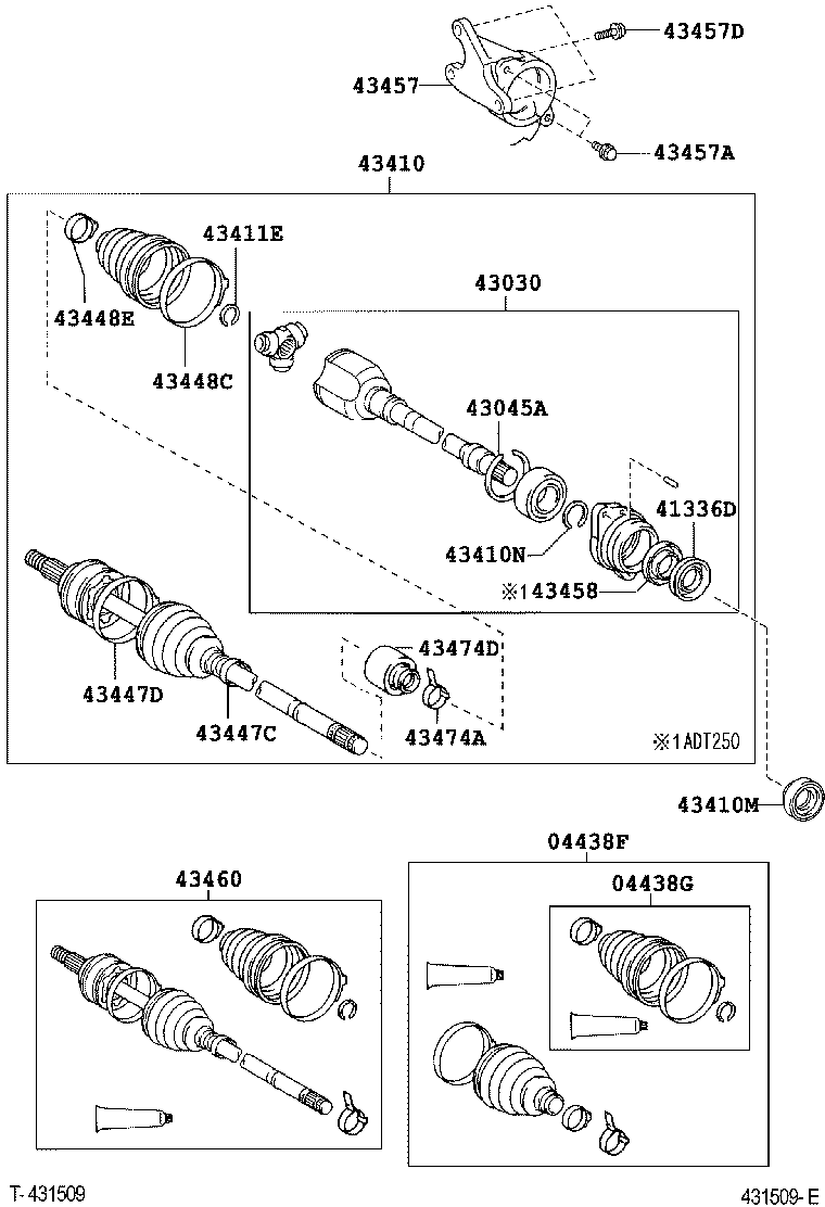 TOYOTA 4303005200 - Шарнирный комплект, ШРУС, приводной вал unicars.by