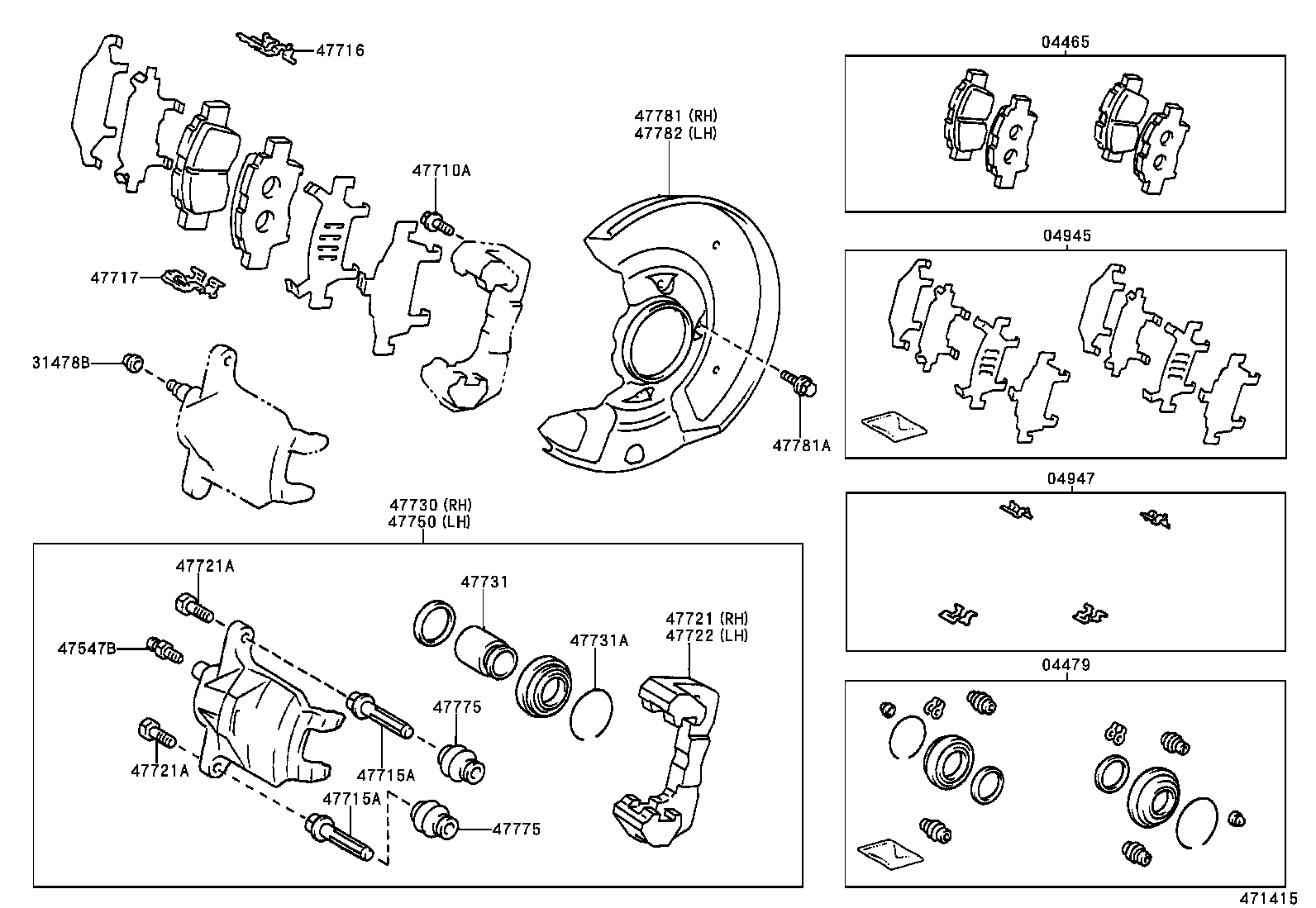 TOYOTA 04465-17140 - Тормозные колодки, дисковые, комплект unicars.by