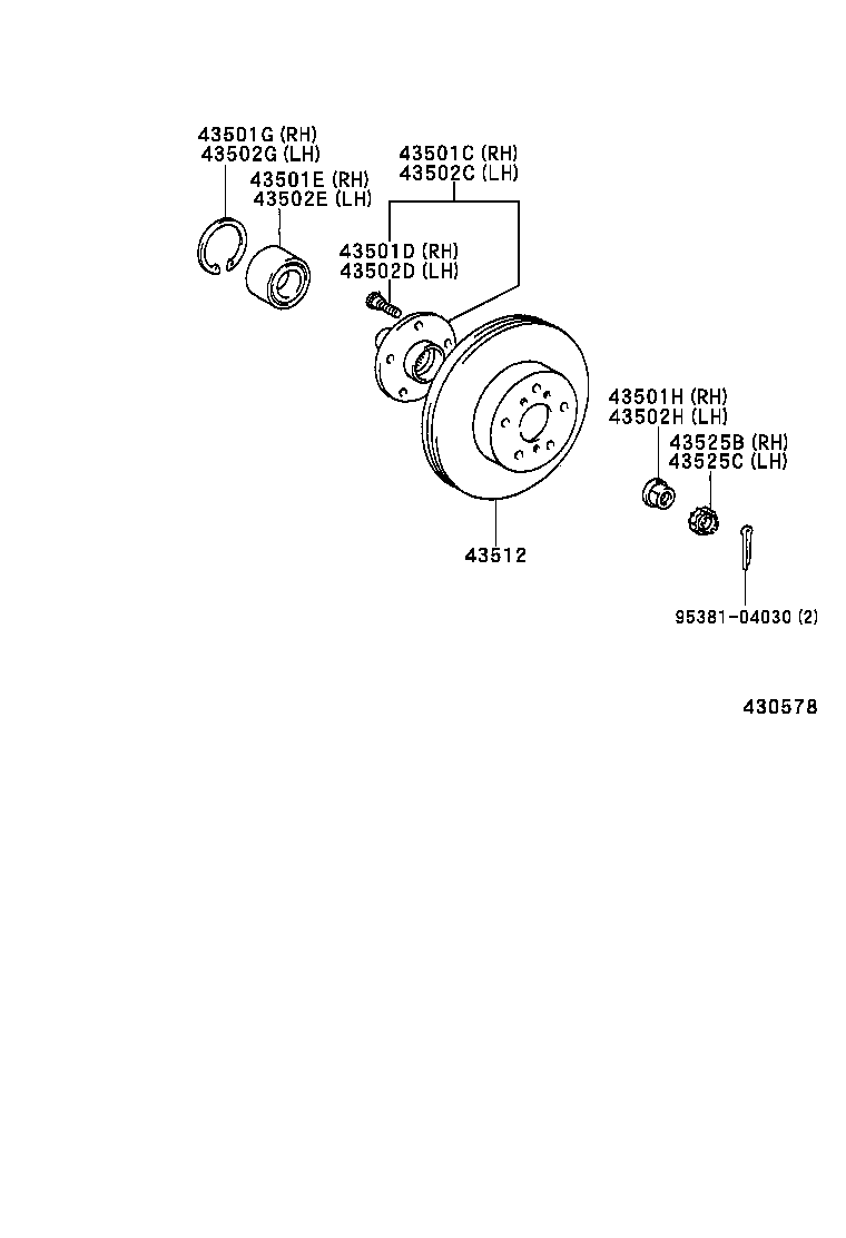 TOYOTA 43502-05021 - Ступица колеса, поворотный кулак unicars.by