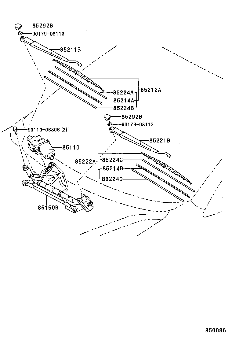 TOYOTA 85222-44020 - Щетка стеклоочистителя unicars.by