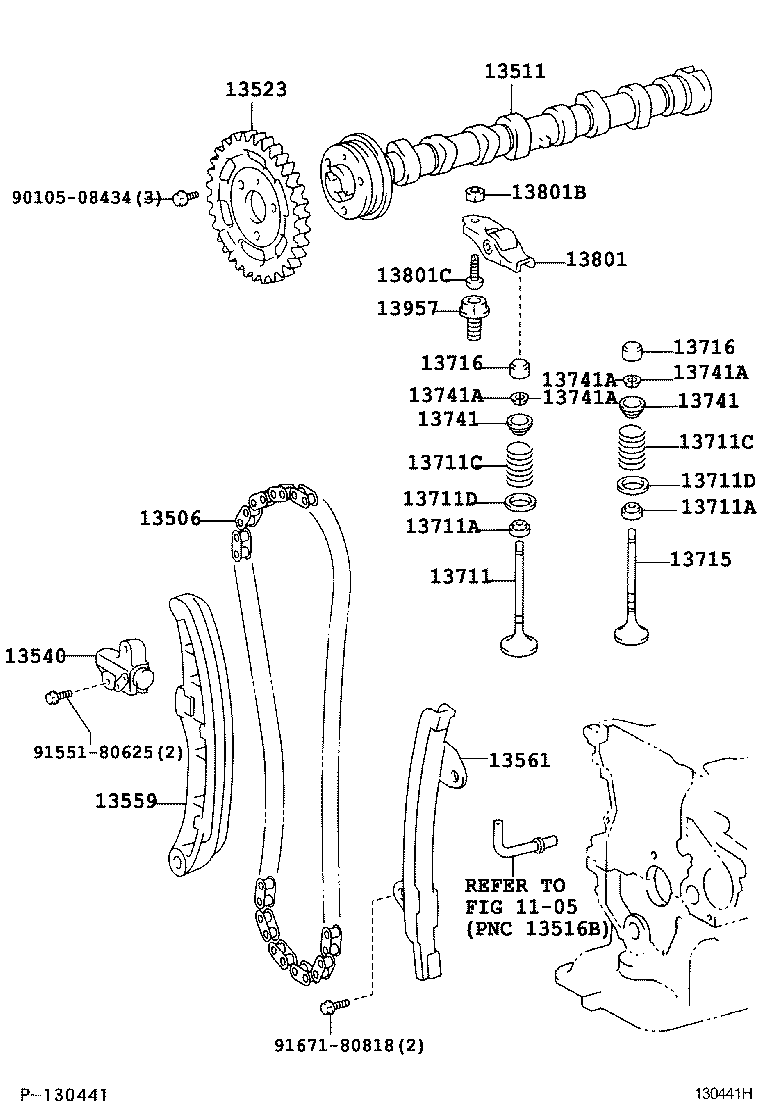 TOYOTA 13506-33020 - Комплект цепи привода распредвала unicars.by