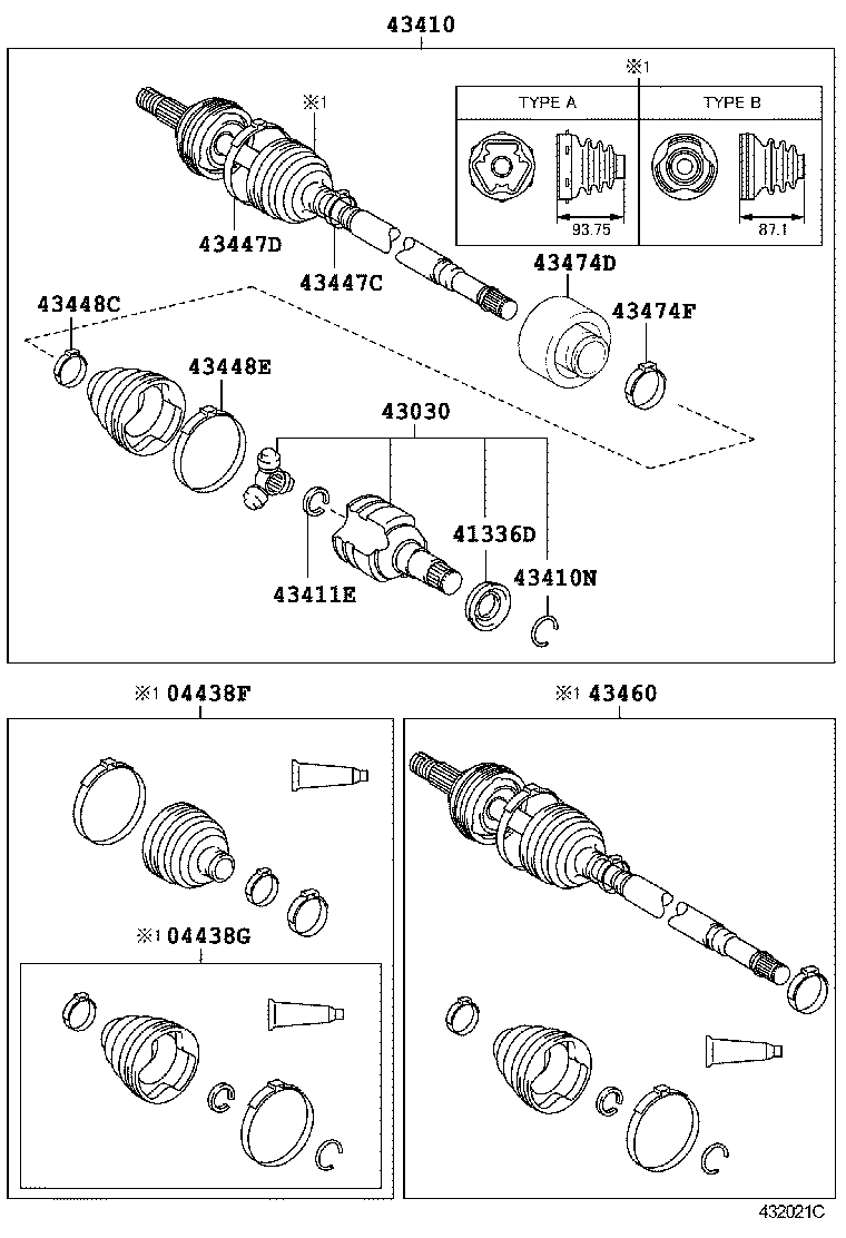 TOYOTA 43410-0D170 - Шарнирный комплект, ШРУС, приводной вал unicars.by