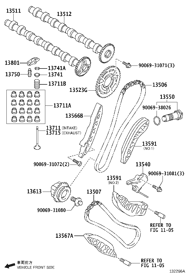 TOYOTA 13613WA010 - Комплект цепи привода распредвала unicars.by