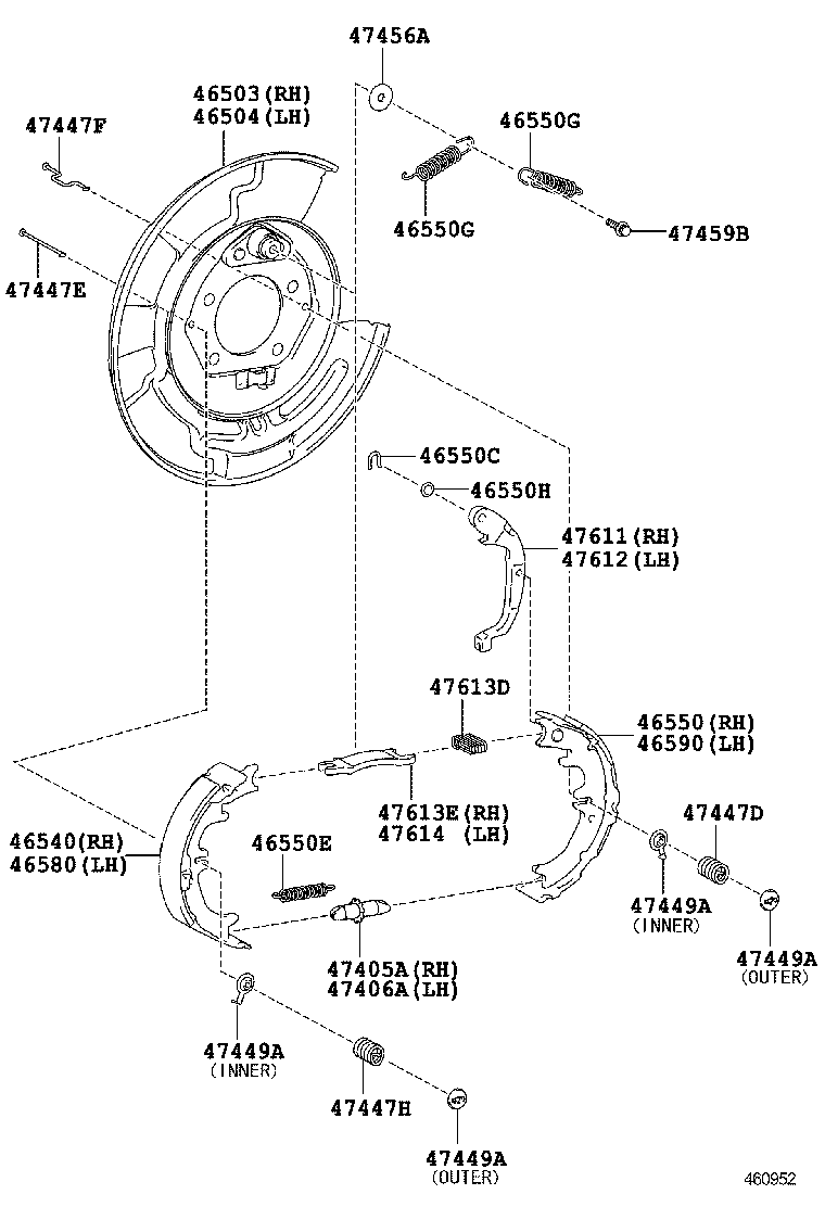 TOYOTA 4659048030 - Комплект тормозов, ручник, парковка unicars.by