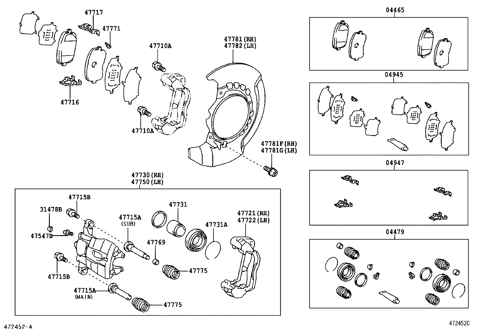 TOYOTA 04465-44090 - Тормозные колодки, дисковые, комплект unicars.by