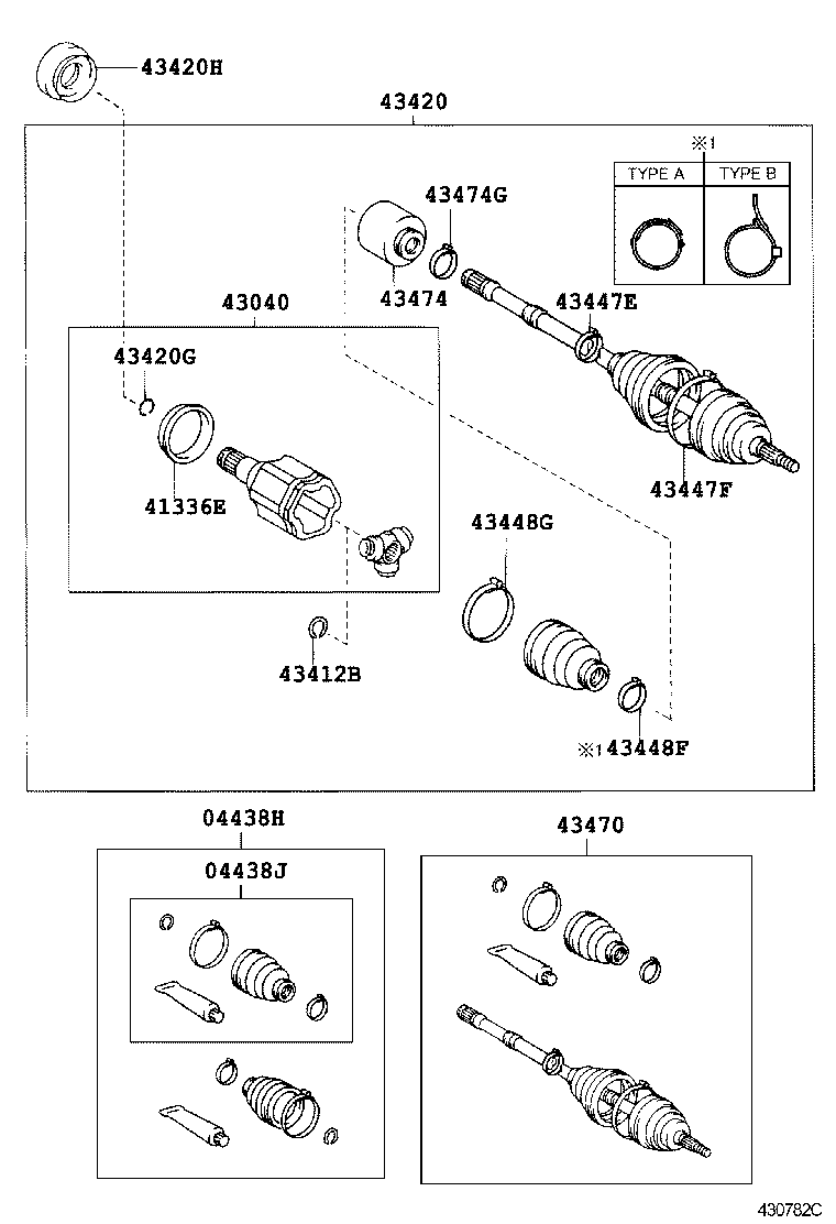 TOYOTA 4304028010 - Шарнирный комплект, ШРУС, приводной вал unicars.by