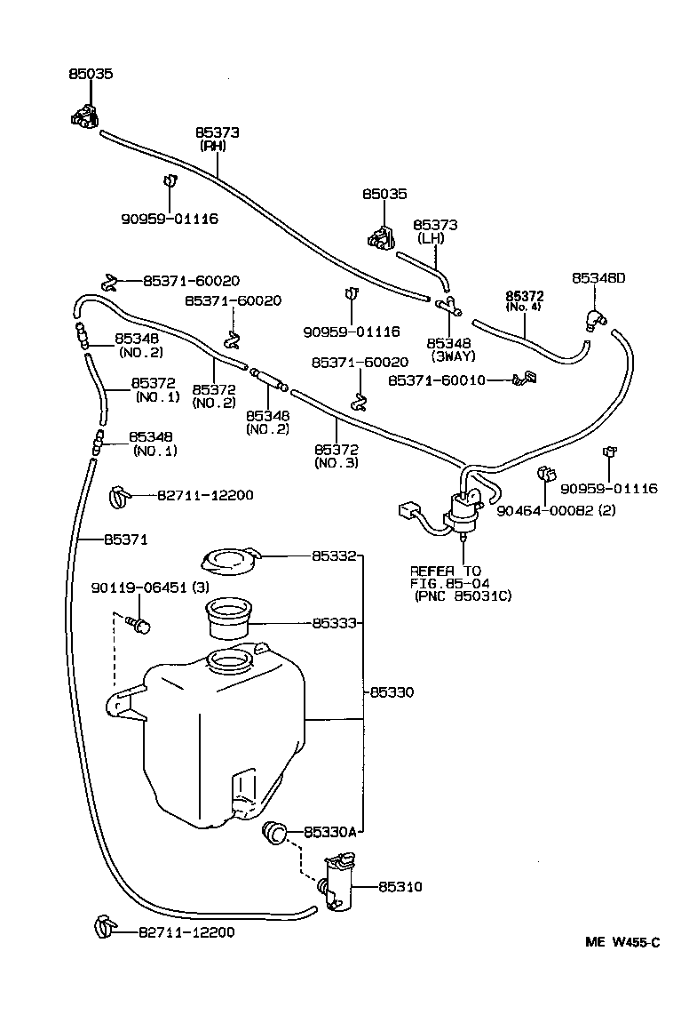 TOYOTA 85330-50020 - Водяной насос, система очистки окон unicars.by