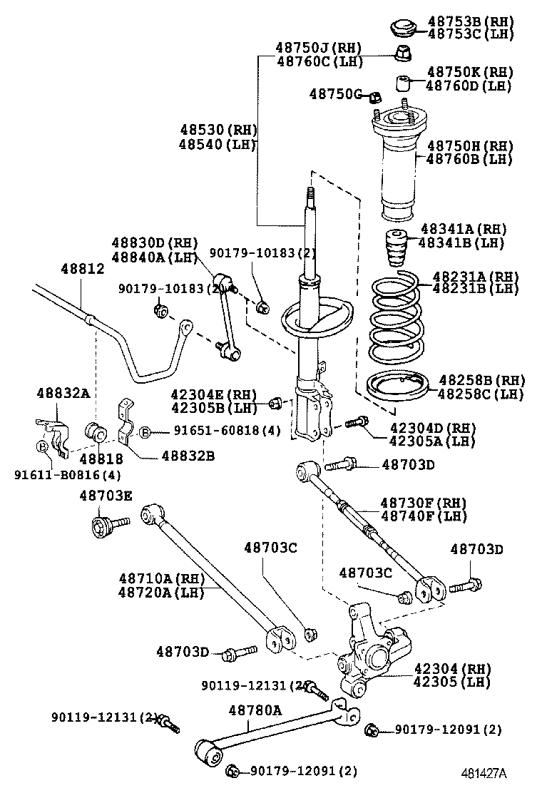 LEXUS 4876033071 - Опора стойки амортизатора, подушка unicars.by