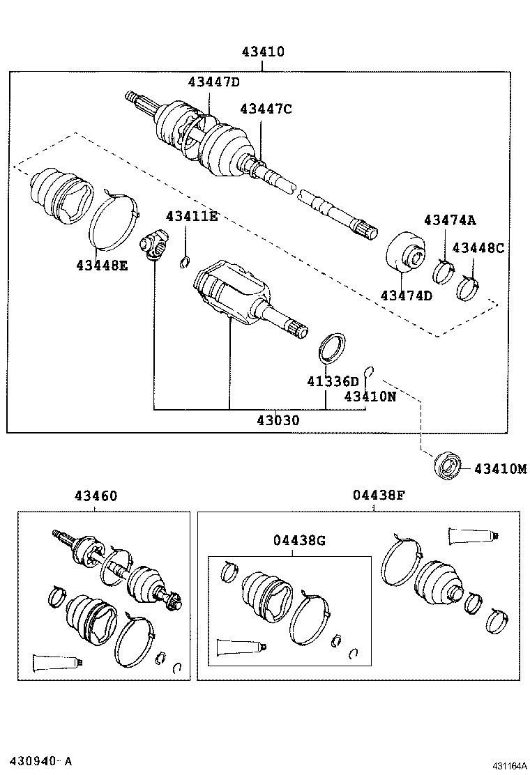 TOYOTA 43460-09P40 - Шарнирный комплект, ШРУС, приводной вал unicars.by