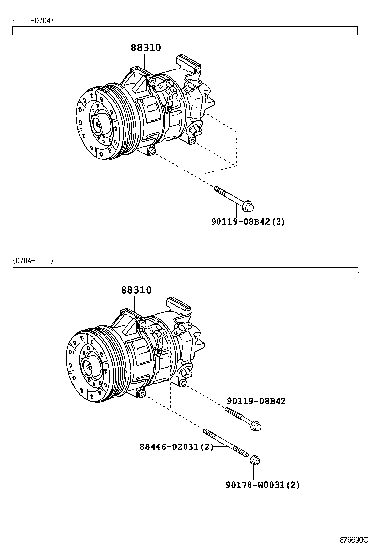 TOYOTA 88310-0F010 - Компрессор кондиционера unicars.by