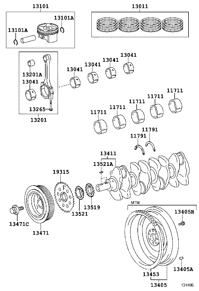 TOYOTA 13521-37010 - Комплект цепи привода распредвала unicars.by