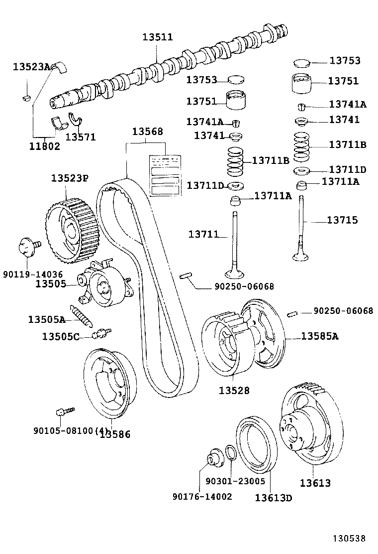 TOYOTA 13568 19065 - Зубчатый ремень ГРМ unicars.by