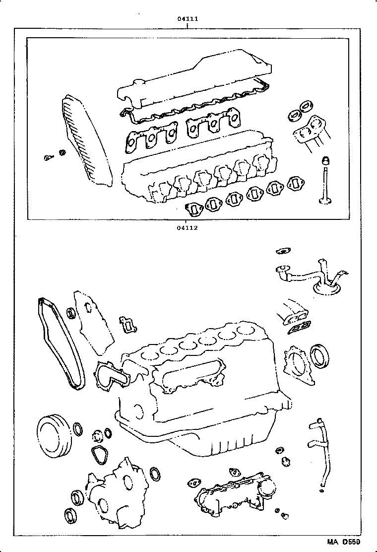 TOYOTA 04111-17010 - Комплект прокладок, двигатель unicars.by