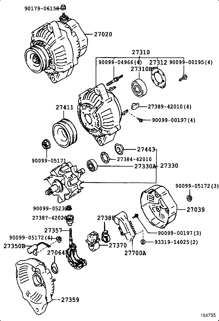 TOYOTA 27060-17171 - Генератор unicars.by