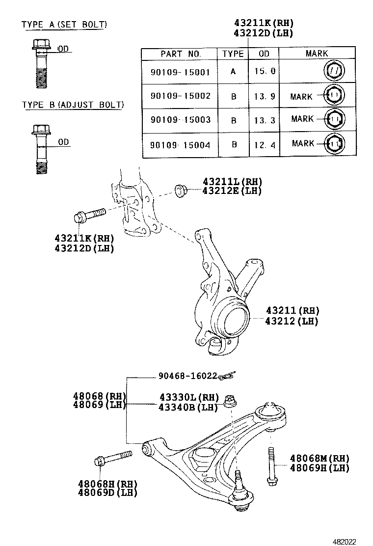 TOYOTA 48068-59145 - Рычаг подвески колеса unicars.by