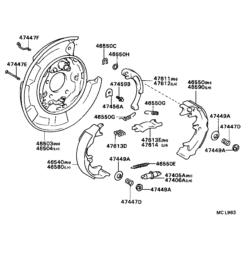 LEXUS 46540-20040 - Комплект тормозных колодок, барабанные unicars.by