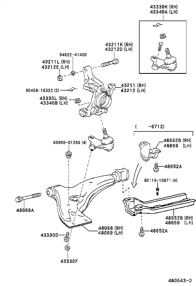 TOYOTA 48069-10100 - Рычаг подвески колеса unicars.by