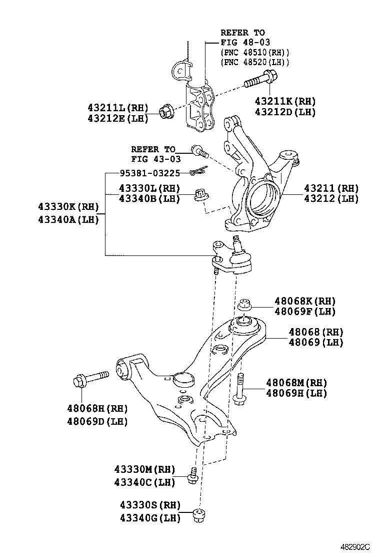 TOYOTA 43330-09770 - Шаровая опора, несущий / направляющий шарнир unicars.by