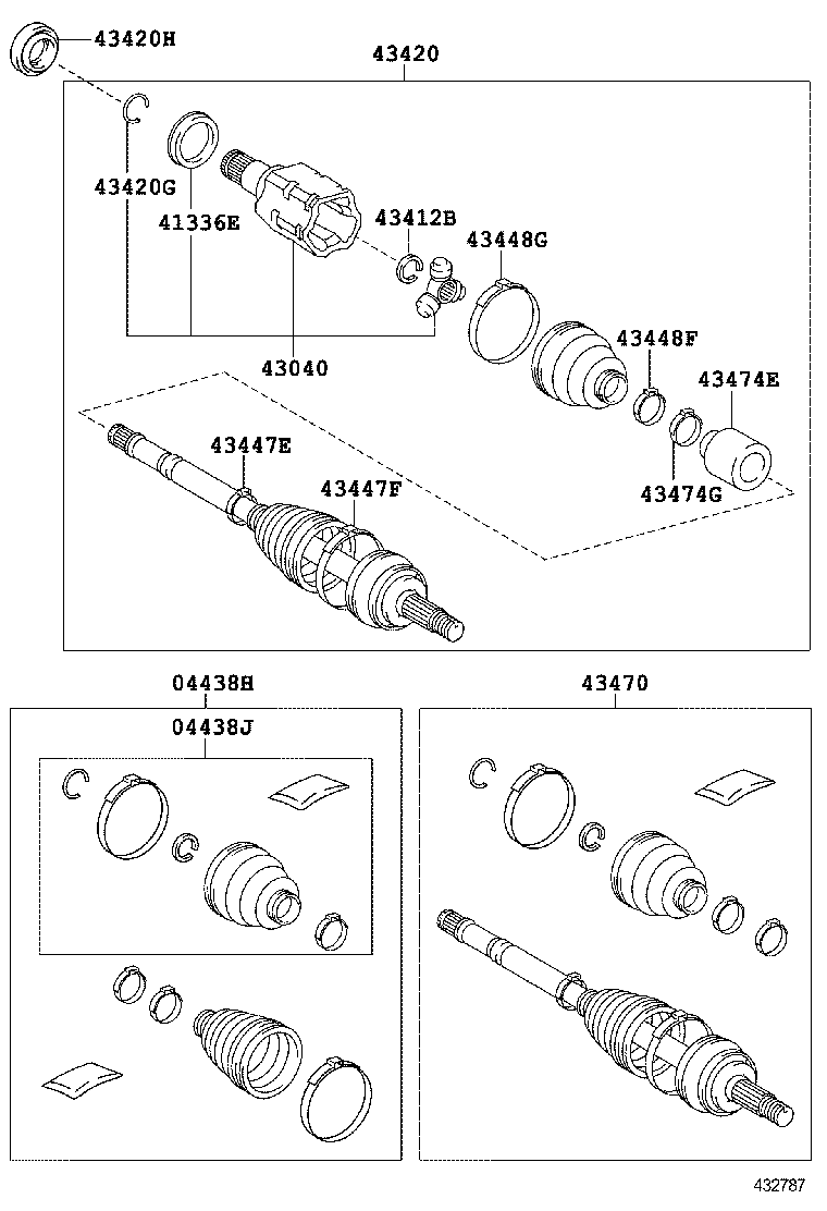 TOYOTA 43470-80220 - Шарнирный комплект, ШРУС, приводной вал unicars.by