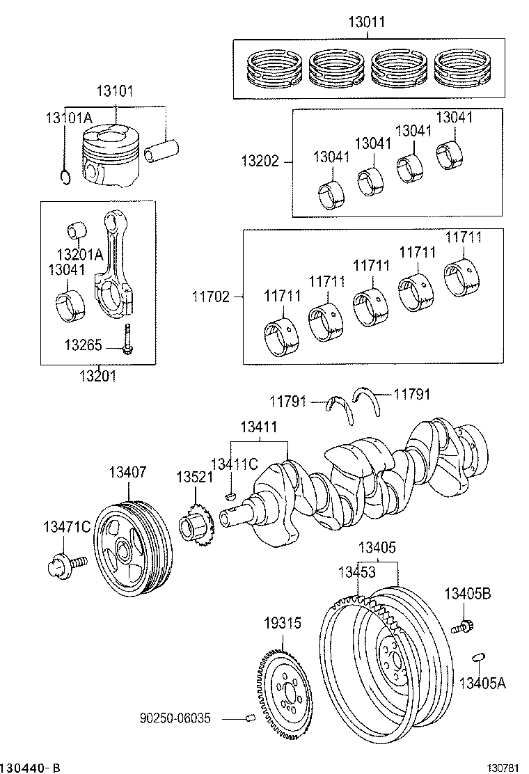 TOYOTA 13521-33020 - Комплект цепи привода распредвала unicars.by