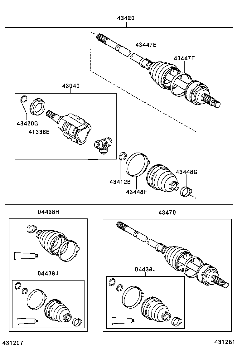 TOYOTA 43420-0F020 - Шарнирный комплект, ШРУС, приводной вал unicars.by