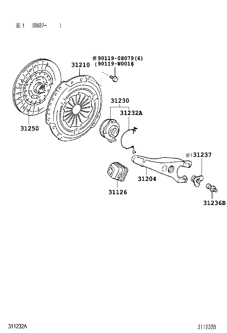 TOYOTA 31250-05070 - Диск сцепления, фрикцион unicars.by