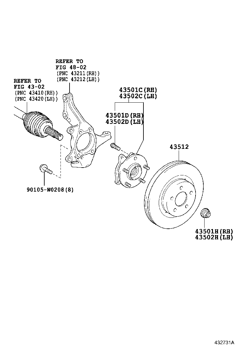 TOYOTA 43550-02070 - Комплект подшипника ступицы колеса unicars.by