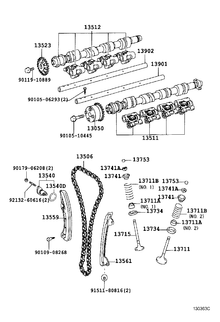 TOYOTA 13506-88600 - Комплект цепи привода распредвала unicars.by