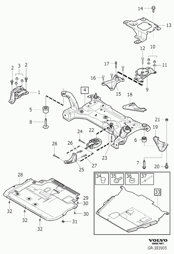 Volvo 9487349 - Подушка, опора, подвеска двигателя unicars.by