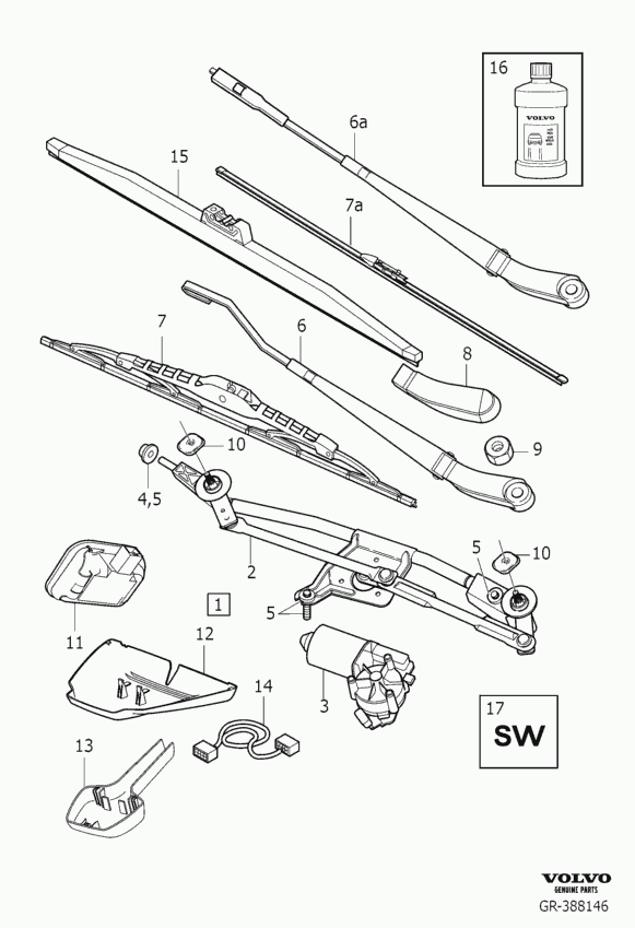 Volvo 31301437 - Щетка стеклоочистителя unicars.by