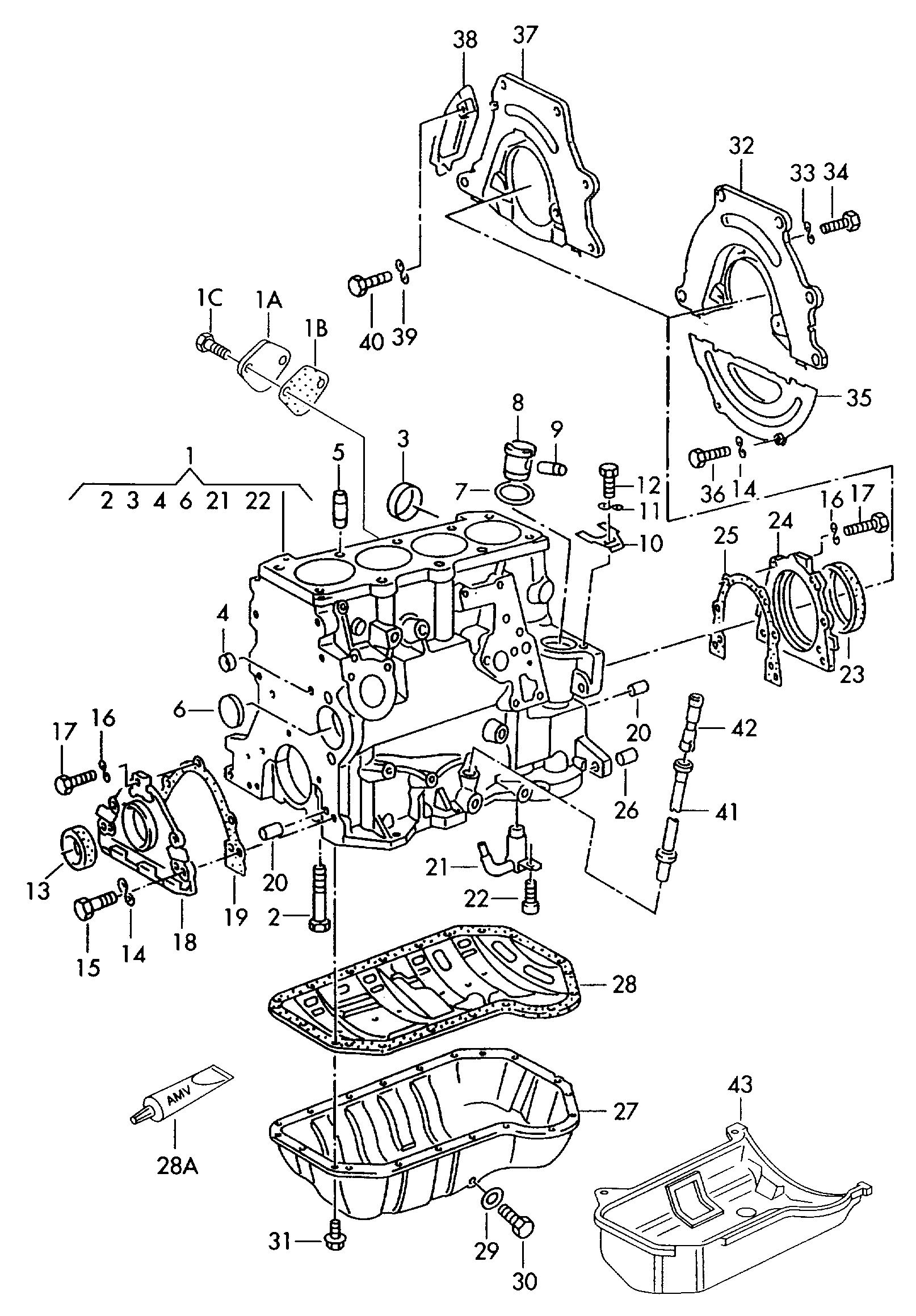 VW 044 198 011 - Комплект прокладок, блок-картер двигателя unicars.by