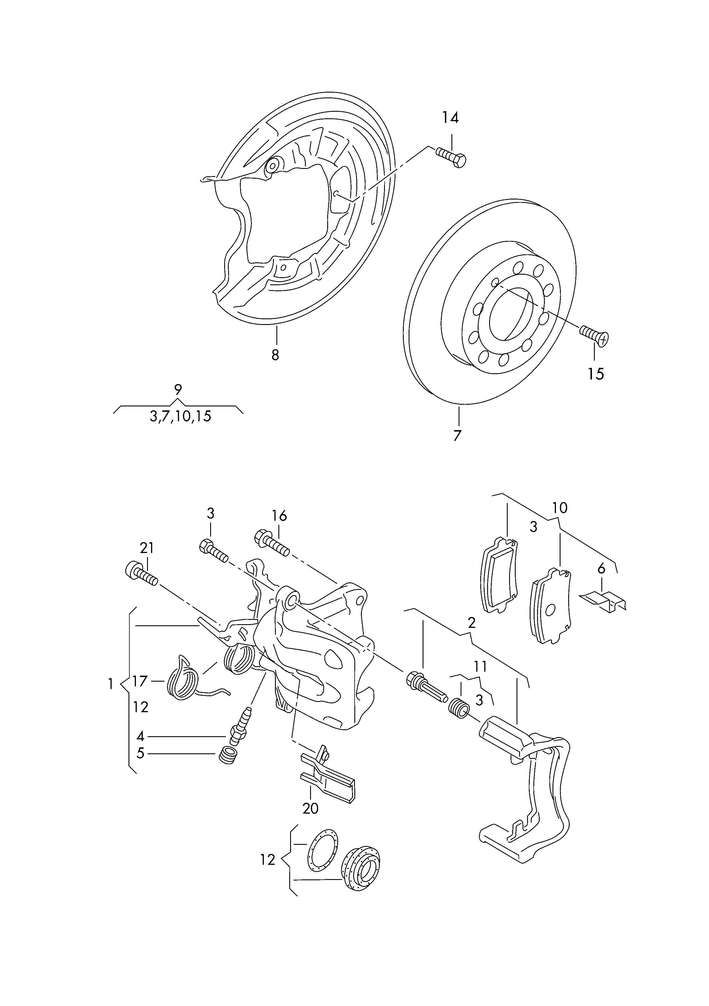 VW 8P0098601L - Дисковый тормозной механизм, комплект unicars.by