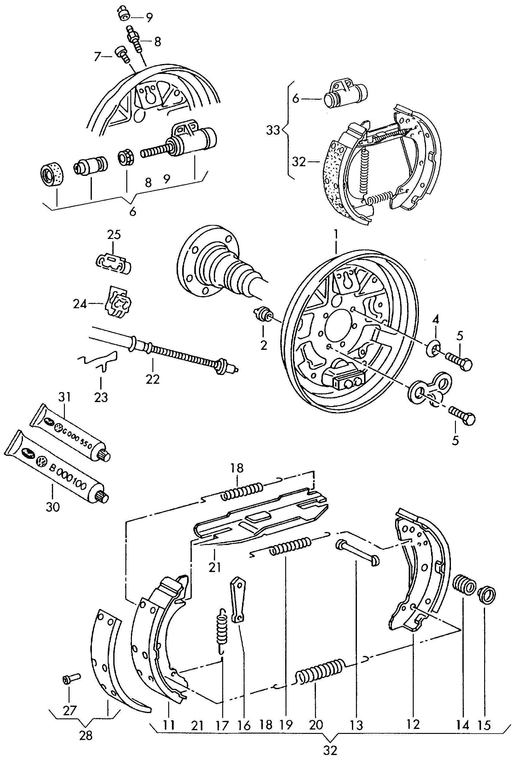 Seat 1H0 698 511 AX - Комплект тормозных колодок, барабанные unicars.by