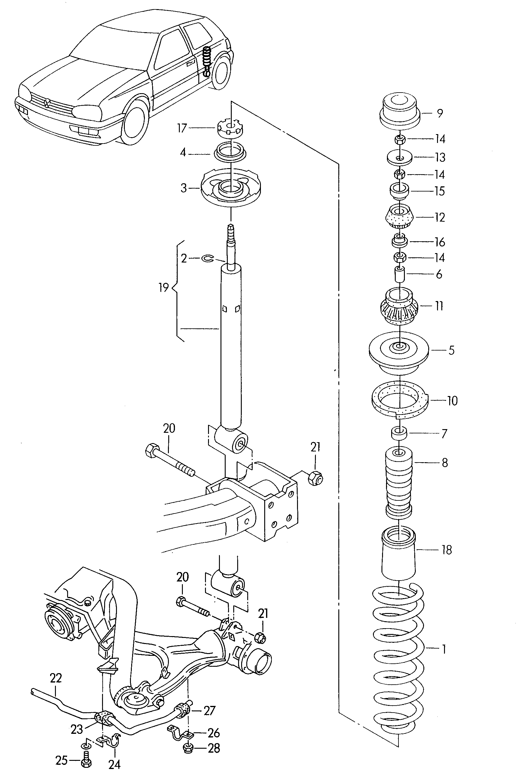 VW 191512337 - Опора стойки амортизатора, подушка unicars.by