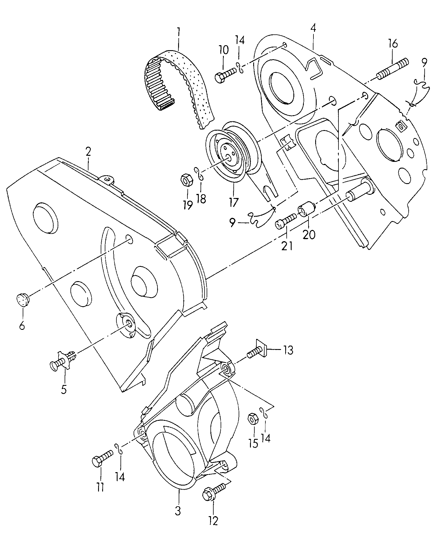 Skoda 028109119AA - Комплект зубчатого ремня ГРМ unicars.by