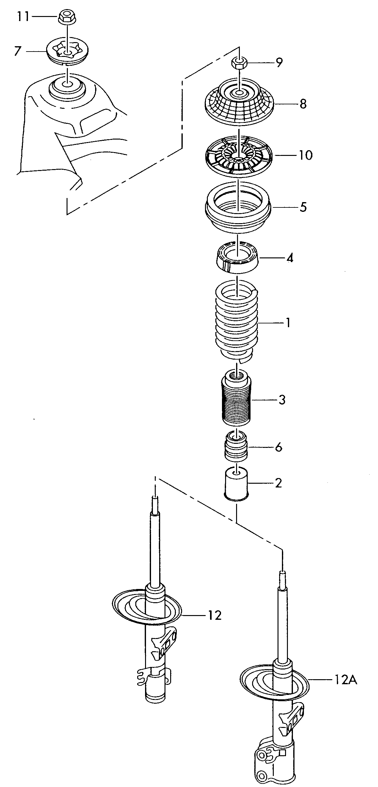 VW 7H0 412 341 - Опора стойки амортизатора, подушка unicars.by