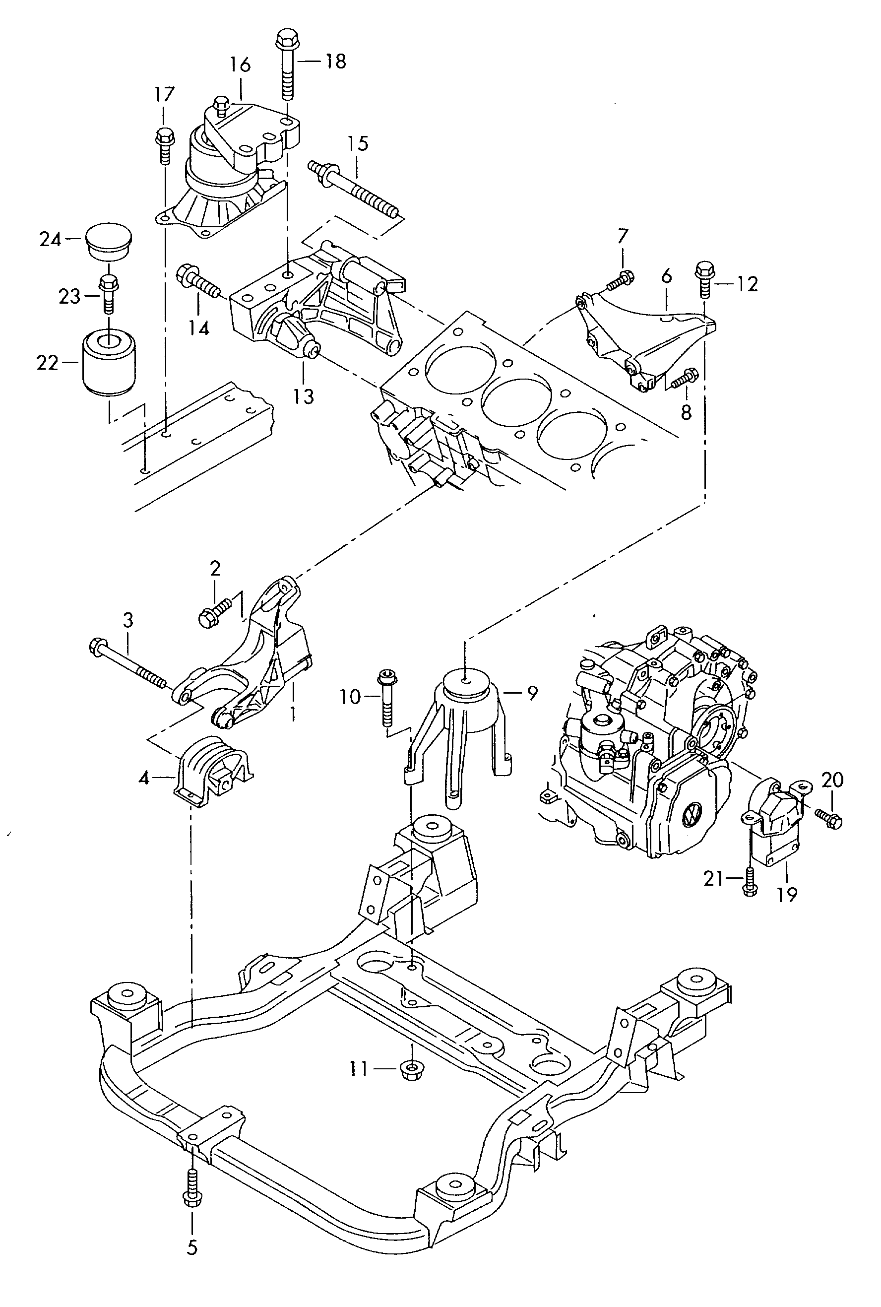 VW 7H0 199 849 AT - Подушка, опора, подвеска двигателя unicars.by