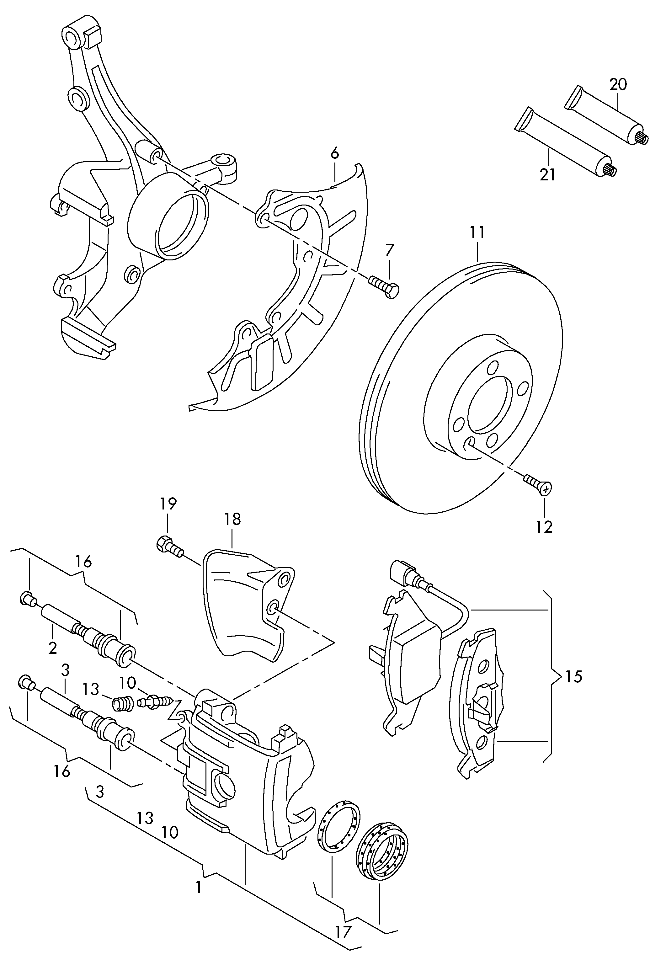 VAG 1K0 698 151 A - Тормозные колодки, дисковые, комплект unicars.by